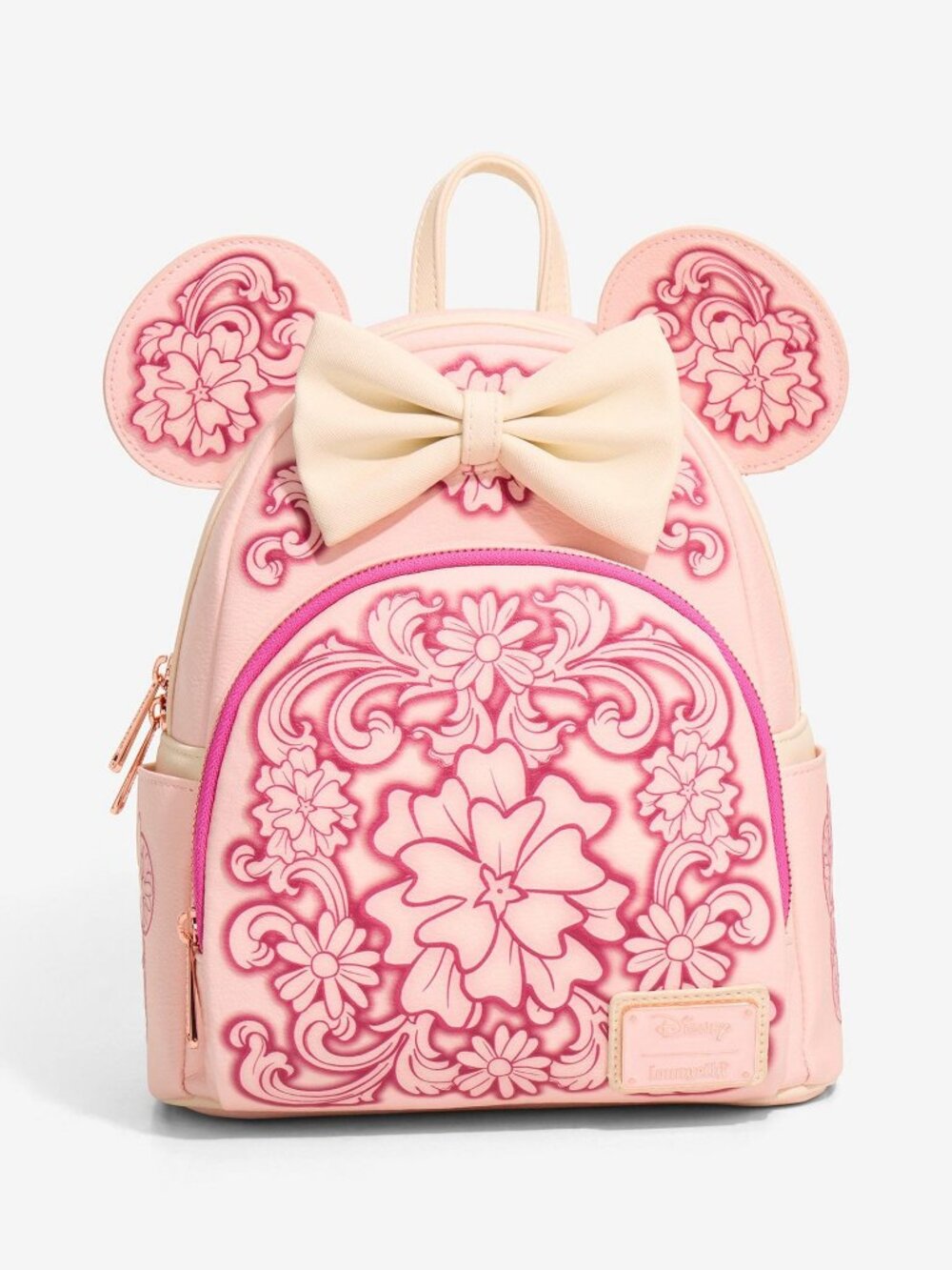 NWT Loungefly Disney Minnie Mouse Floral Pink Bow Ears Mini Backpack